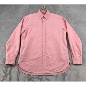 Lilly Pulitzer Colony Shirt Mens Medium Pink Oxford Button Down Palm Logo Cotton